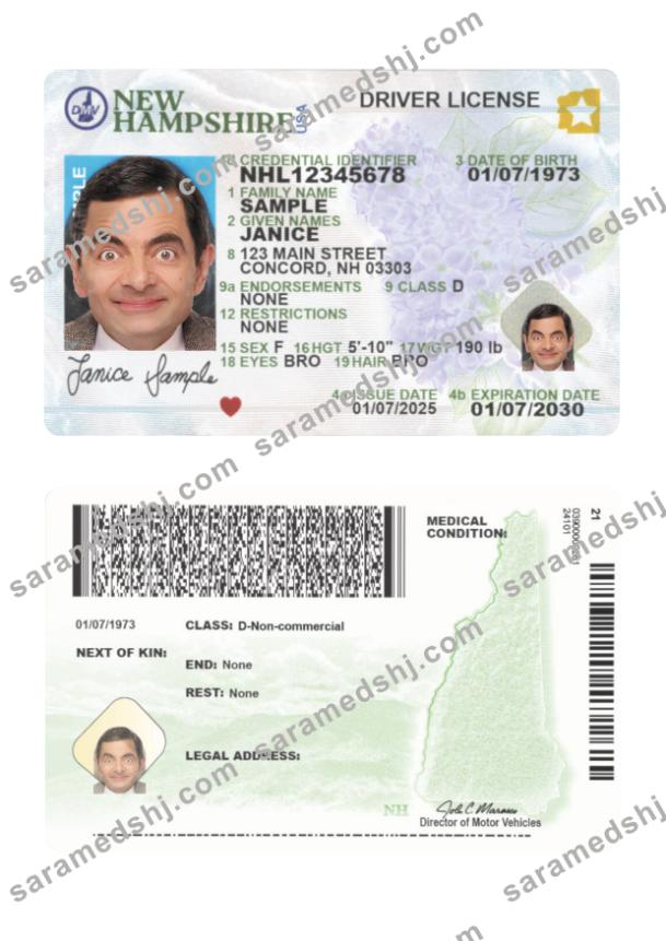 USA New Hampshire driving license 2025-present